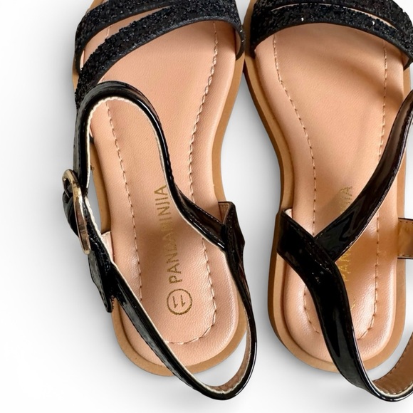 NWOT PandaNinja Toddler Girl Black Sparkly Sandals Size 11 - Picture 6 of 8